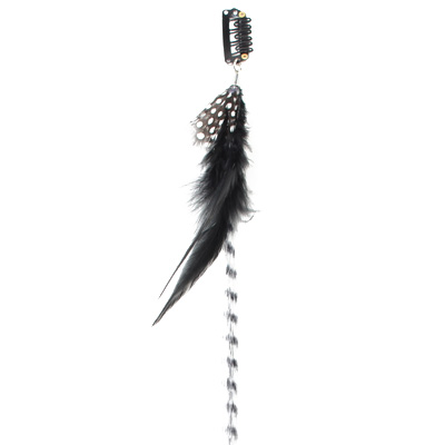 Zac's Alter Ego - Aprox. 40cm Polka Dot Feather Haarverlängerung - Schwarz